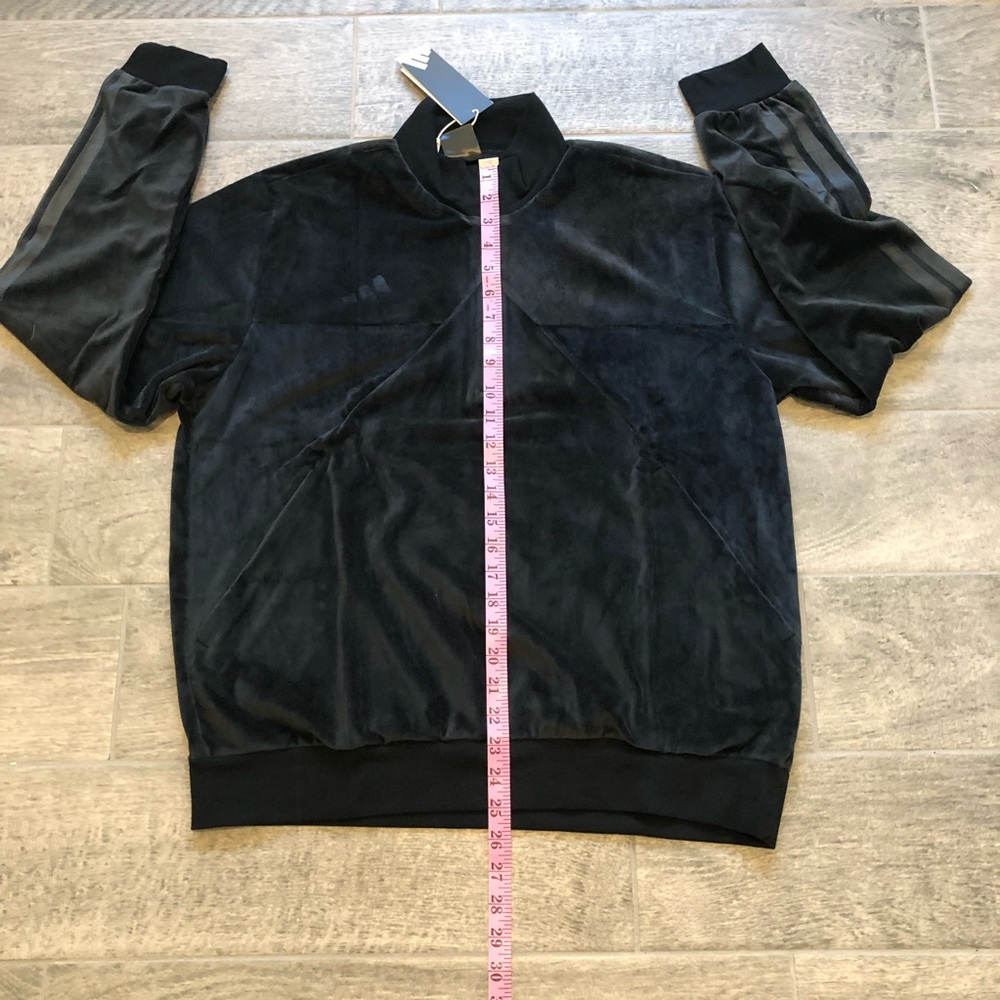 Adidas VELOUR Half Zip Track Sportswear Retro Black Sweater Men’s Size M or L - Picture 12 of 12